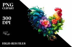 Abstract Vibrant Watercolor Chicken PNG Product Image 3