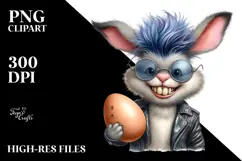 Bunny with Goofy Haircut in Leather and Sunglasses PNG Product Image 2