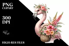 Whimsical Baby Flamingo with Flower Basket | Snapdragon Product Image 3