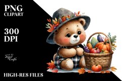 Baby Bear with Autumn Vegetables | Clipart Product Image 3