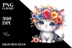 Watercolor Kitten Portrait, Transparent PNG Product Image 1