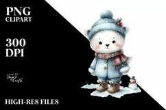 Cute Baby Bear, Washed Watercolor PNG Product Image 3