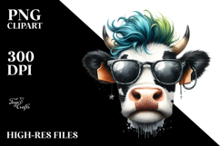 Funny Cow with Bow and Tie, Transparent PNG Product Image 2