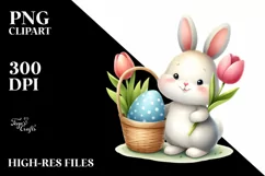 Easter Bunny Egg Flower, Clipart |T-shirt, Mug PNG Product Image 8