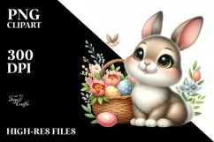 Easter Bunny Egg Flower, Clipart |T-shirt, Mug PNG Product Image 7