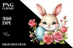 Easter Bunny Egg Flower, Clipart |T-shirt, Mug PNG Product Image 7