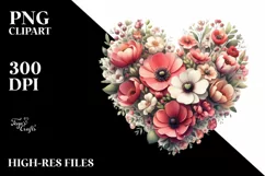 Valentines Floral Heart , Clipart |T-shirt, Mug, Tumbler Product Image 6