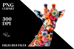 Floral Giraffe Watercolor Clipart Product Image 3