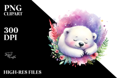 Watercolor Cute Polar Bear Sleeping Product Image 2