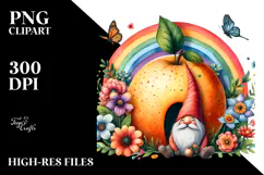 Gnome House Rainbow Fruit Watercolor Clipart Product Image 2