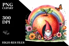 Gnome House Rainbow Fruit Watercolor Clipart Product Image 1