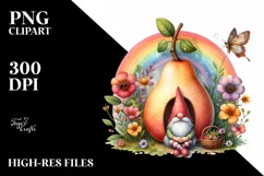 Gnome House Rainbow Fruit Watercolor Clipart Product Image 3