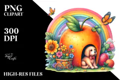 Dog House Rainbow Fruit Watercolor Clipart Product Image 2