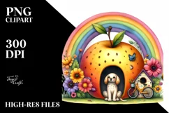 Dog House Rainbow Fruit Watercolor Clipart Product Image 1