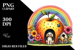 Dog House Rainbow Fruit Watercolor Clipart Product Image 2