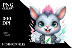 Energetic Baby Rabbit with Punk Look, Transparent PNG Product Image 2
