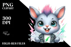 Energetic Baby Rabbit with Punk Look, Transparent PNG Product Image 2