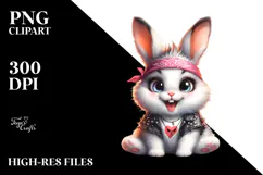 Energetic Baby Rabbit with Punk Look, Transparent PNG Product Image 2