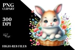 Colorful Baby Bunny in Basket | Clipart Product Image 1