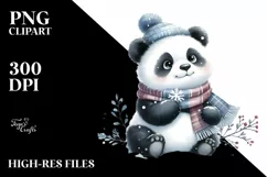 Cute Baby Panda Watercolor PNG Product Image 1