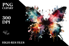 Colorful Butterfly Painting with Splashes PNG Product Image 2