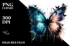 Grungy Butterfly Silhouettes PNG Product Image 2