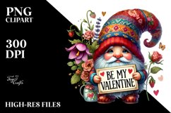 Detailed Valentines Gnome with Hat, PNG Product Image 2