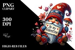 Detailed Valentines Gnome with Hat, PNG Product Image 2