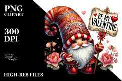 Detailed Valentines Gnome with Hat, PNG Product Image 2