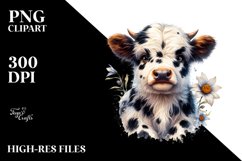 Watercolor Splash | Baby Highland Cow Clipart Product Image 1