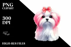 Vibrant Cute Watercolor Maltese Clipart Product Image 3