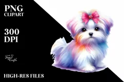 Vibrant Cute Watercolor Maltese Clipart Product Image 3