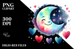 Simple Watercolor Moon PNG Product Image 2