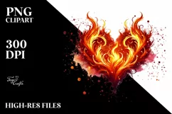 Fire Heart, Glossy Watercolor PNG Product Image 2