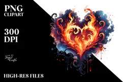 Red Glossy Fire Heart Digital Painting PNG Product Image 2