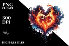 Fire Heart, Glossy Watercolor PNG Product Image 2