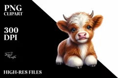 Colorful Baby Highland Cow | Clipart Product Image 3