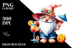 Whimsical Gnome Drinking a Cocktail PNG Product Image 2