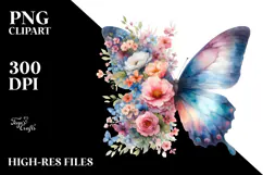 Colorful Butterfly with Flowers PNG Product Image 2