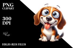 Cute Crazy Beagle Watercolor Clipart Product Image 3