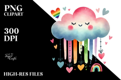 Colorful Boho Watercolor Heart PNG Product Image 2