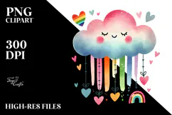 Colorful Boho Watercolor Heart PNG Product Image 2