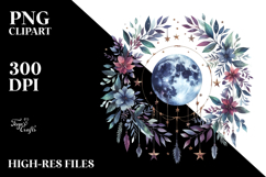 Vibrant Boho Moon Foliage Clipart Product Image 2