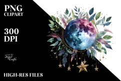 Vibrant Boho Moon Foliage Clipart Product Image 2