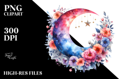 Vibrant Abstract Moon Flowers Clipart Product Image 2