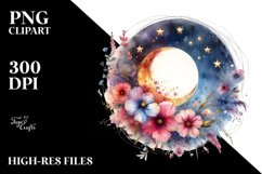 Vibrant Abstract Moon Flowers Clipart Product Image 3