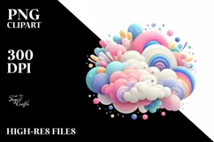 Colorful Wimsicall Pastel Cloud | Sublimation Clipart Product Image 1