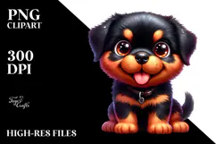 Happy Rottweiler Cartoon, Artistic PNG Product Image 2