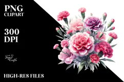 Cute Baby Carnation White Background Watercolor Clipart Product Image 2
