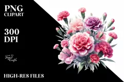 Cute Baby Carnation White Background Watercolor Clipart Product Image 3